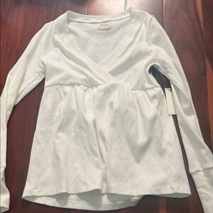 Chic White Long Sleeve Wrap Top